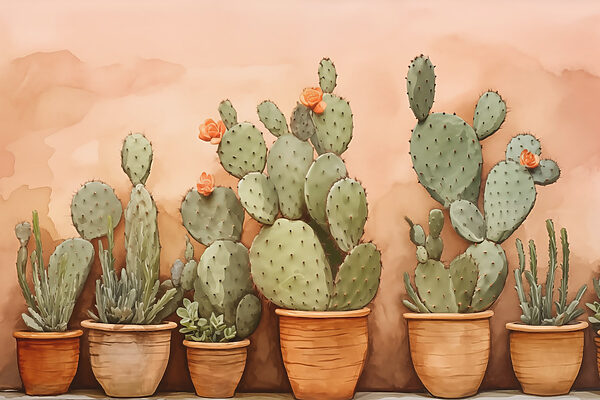 Group of cactus in pots Group of cactus in pots