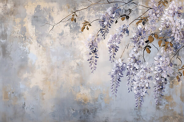 Painting of a branch with purple flowers Painting of a branch with purple flowers