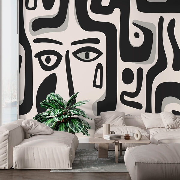 Wall murals Black and white pattern with different shapes (SKU: w02414) Wall murals Wall murals Black and white pattern with different shapes (SKU: w02414)