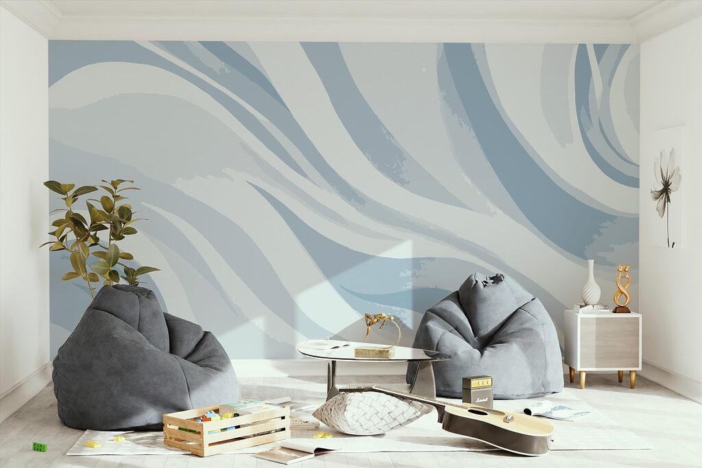 White and blue wavy pattern