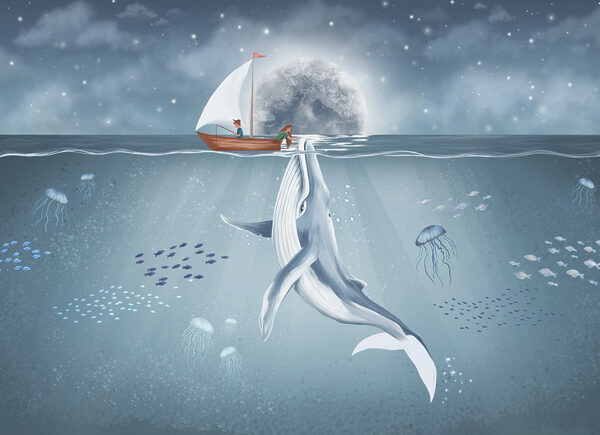 Whale swimming in the water Whale swimming in the water