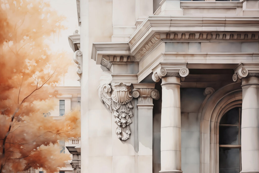 Building with columns and a window Building with columns and a window