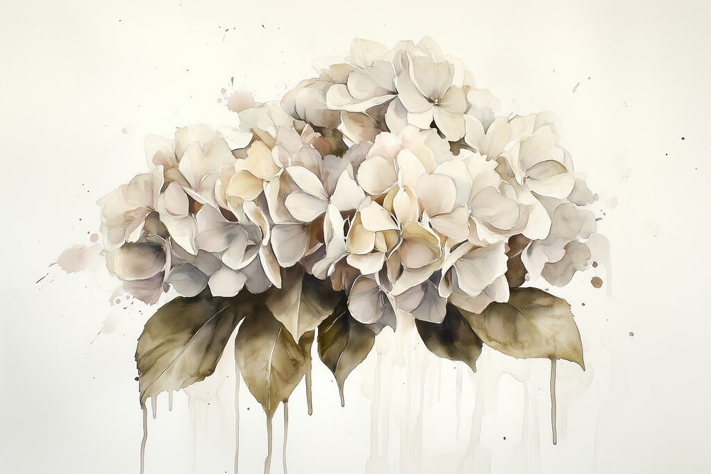Painting of a bunch of white flowers Painting of a bunch of white flowers