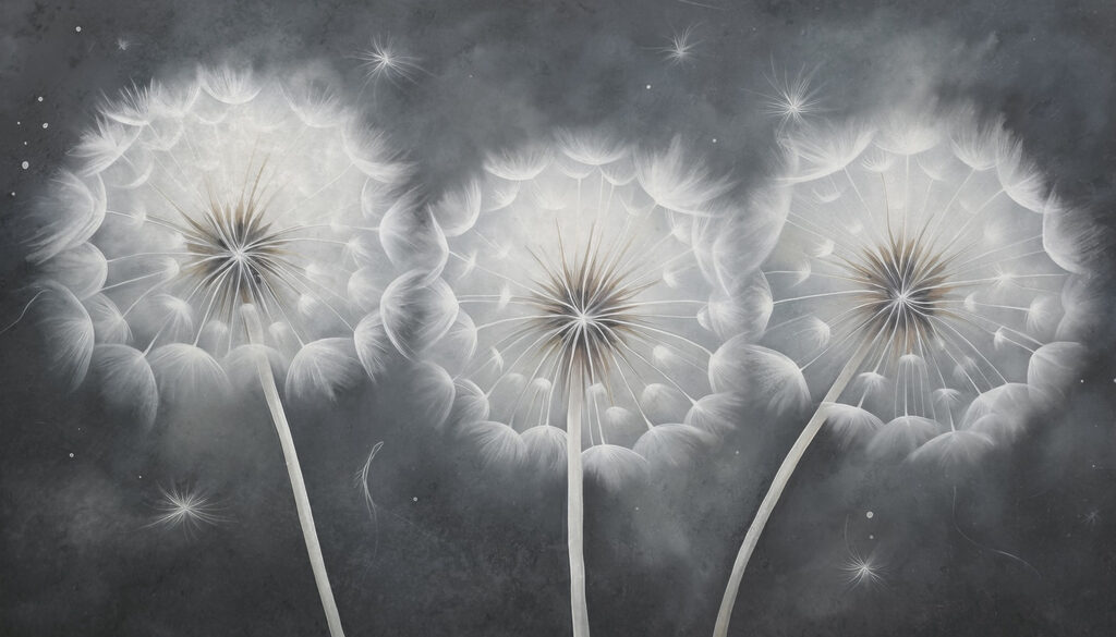 Group of dandelions in the dark Group of dandelions in the dark