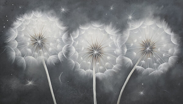 Group of dandelions in the dark Group of dandelions in the dark