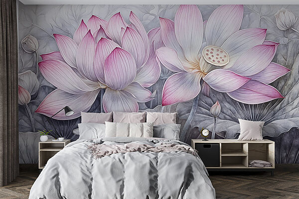 Painting of pink flowers Painting of pink flowers