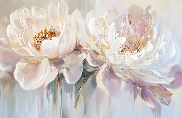 Painting of flowers on a white background Painting of flowers on a white background