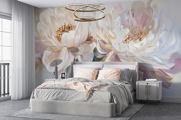 Painting of flowers on a white background Painting of flowers on a white background
