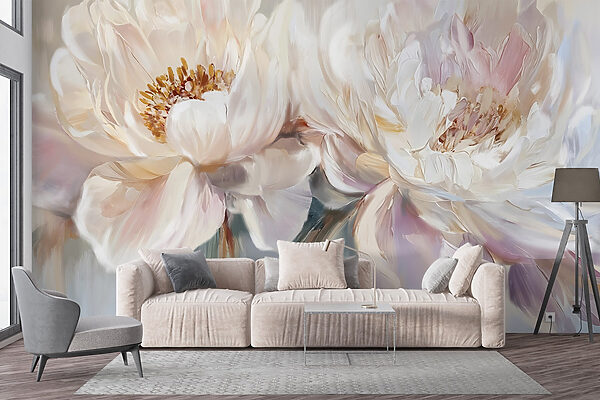 Painting of flowers on a white background Painting of flowers on a white background