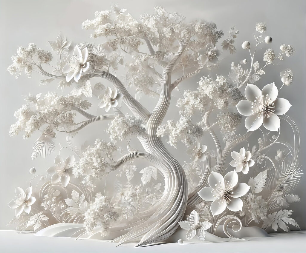 White tree with flowers White tree with flowers