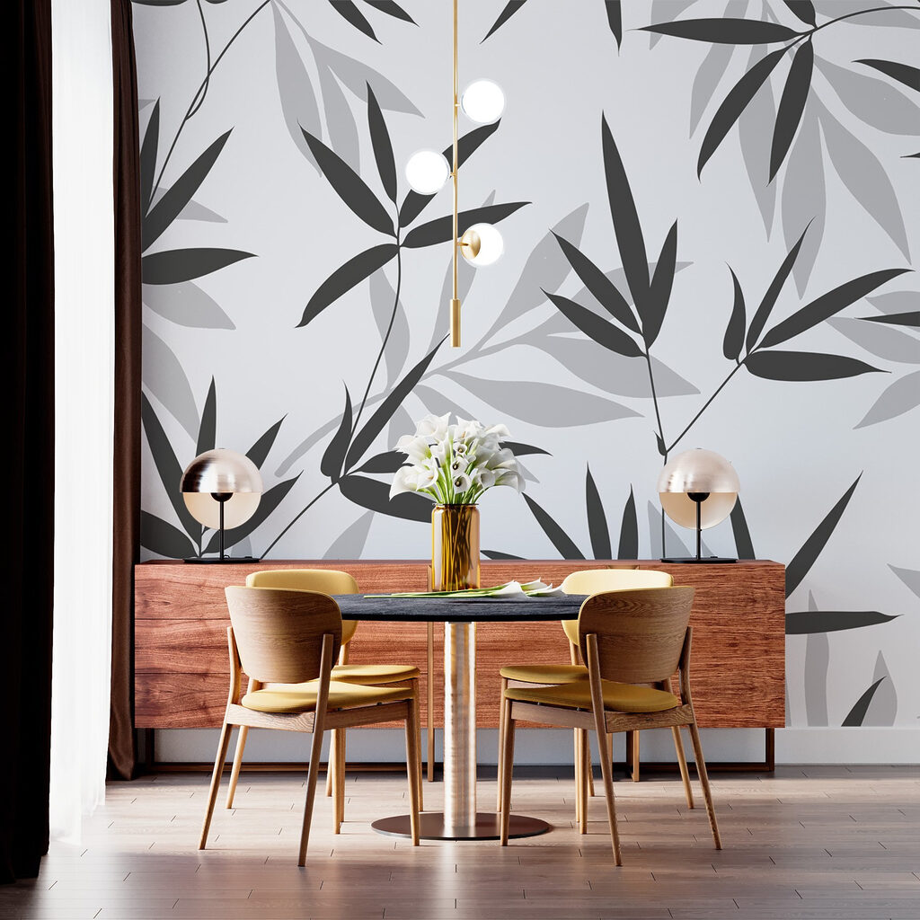 Black and white pattern of leaves