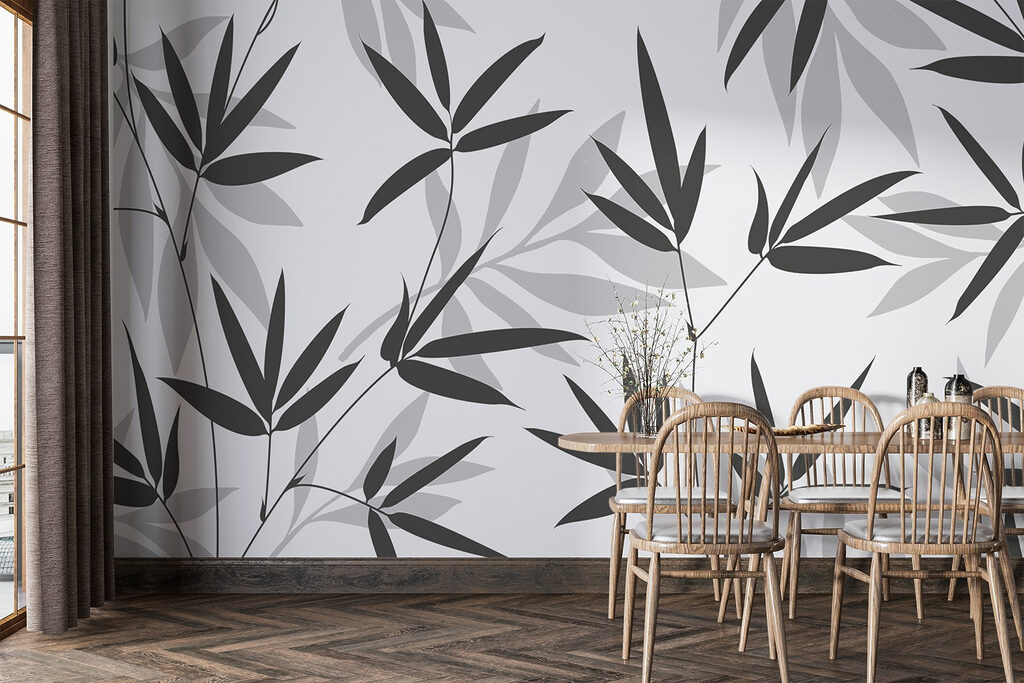 Black and white pattern of leaves