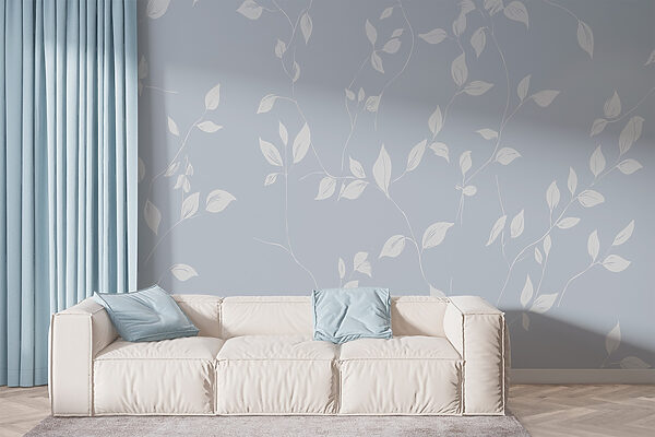 White leaves on a blue background White leaves on a blue background