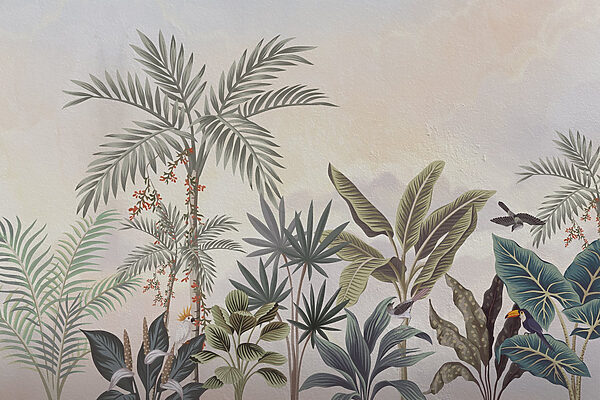 Wall painting of plants and birds Wall painting of plants and birds