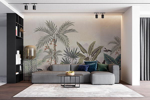 Wall painting of plants and birds Wall painting of plants and birds