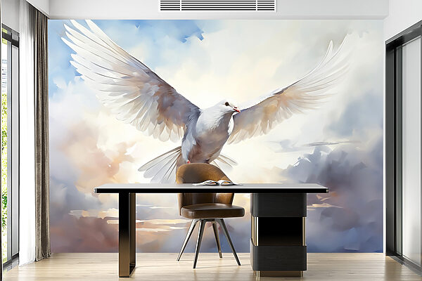 White dove flying in the sky White dove flying in the sky