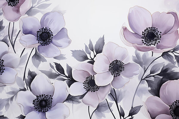 Painting of flowers on a white surface Painting of flowers on a white surface