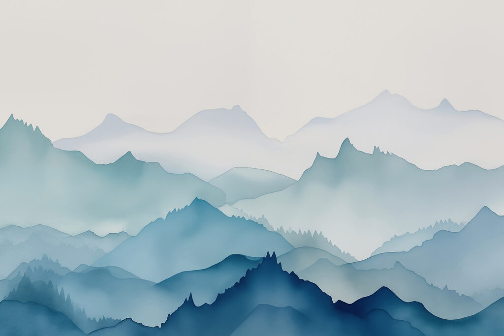 Painting of mountains and trees Painting of mountains and trees