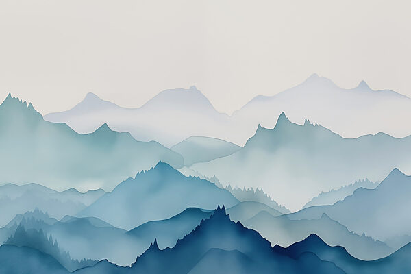 Painting of mountains and trees Painting of mountains and trees