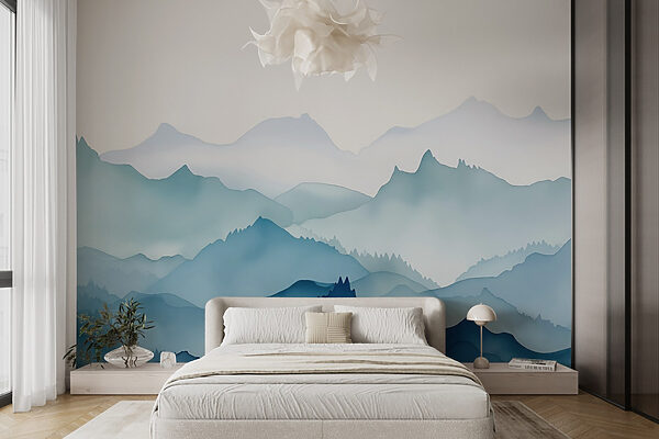 Painting of mountains and trees Painting of mountains and trees