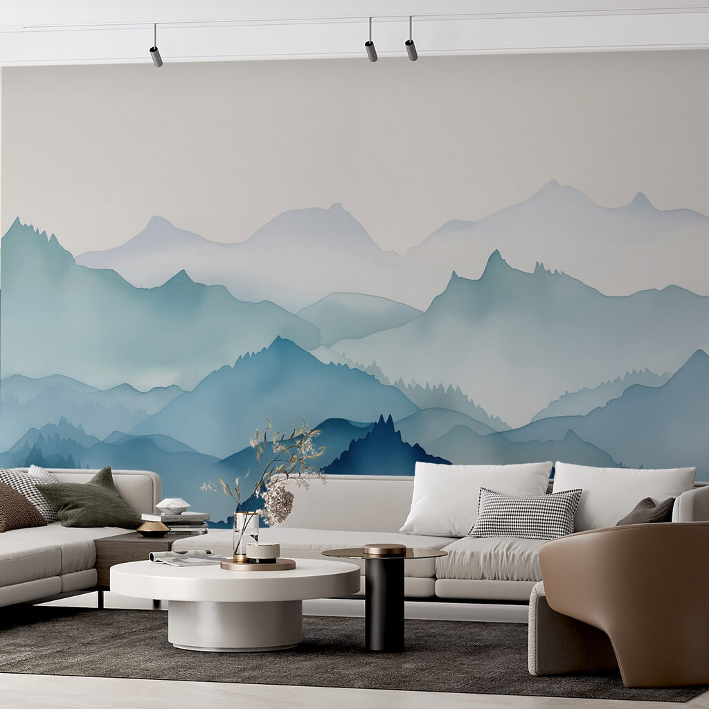 Painting of mountains and trees Painting of mountains and trees