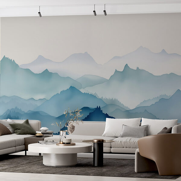 Painting of mountains and trees Painting of mountains and trees