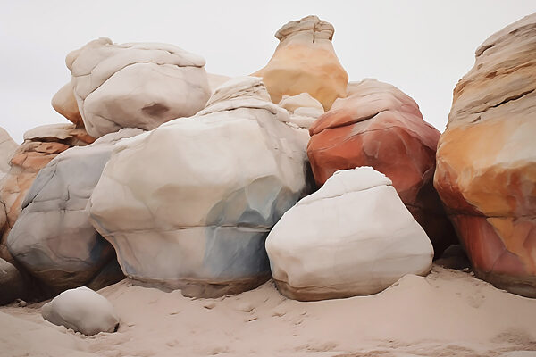 Group of large rocks in the sand Group of large rocks in the sand