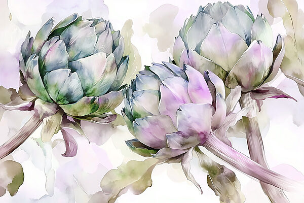 Art artichokes on a white background Art artichokes on a white background