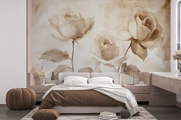 Painting of roses with leaves Painting of roses with leaves