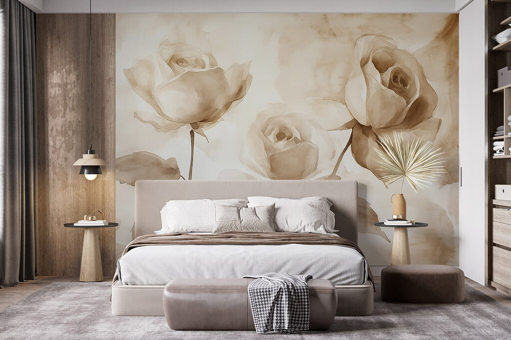 Painting of roses with leaves