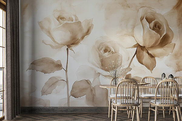 Painting of roses with leaves Painting of roses with leaves