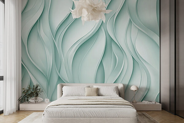 White and green wavy lines White and green wavy lines