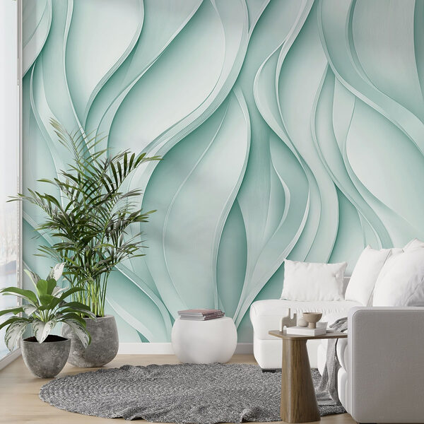 White and green wavy lines White and green wavy lines