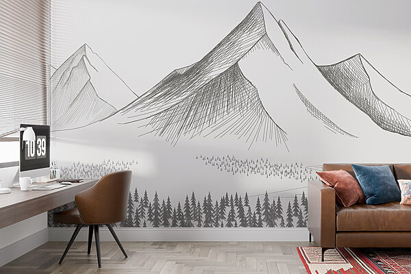 Wall murals Mountain range with trees (SKU: w02536) Wall murals Wall murals Mountain range with trees (SKU: w02536)