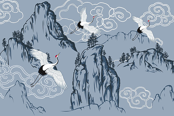 Wallpaper with birds flying over mountains Wallpaper with birds flying over mountains