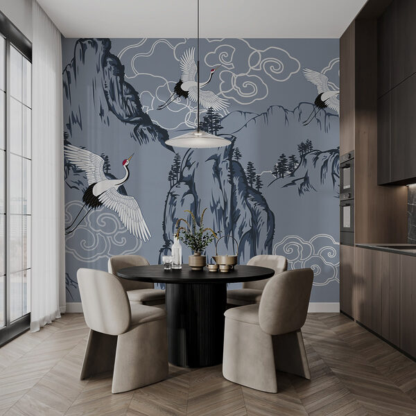 Wallpaper with birds flying over mountains Wallpaper with birds flying over mountains