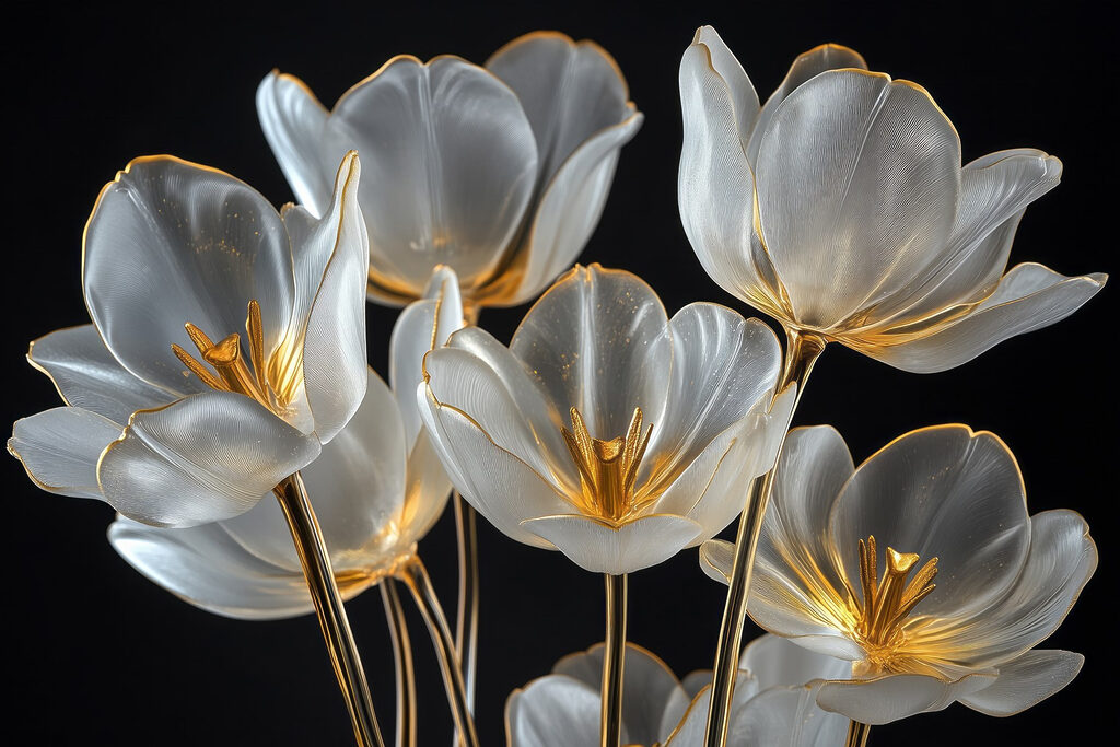 Group of glass flowers Group of glass flowers