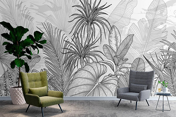 Black and white drawing of plants Black and white drawing of plants