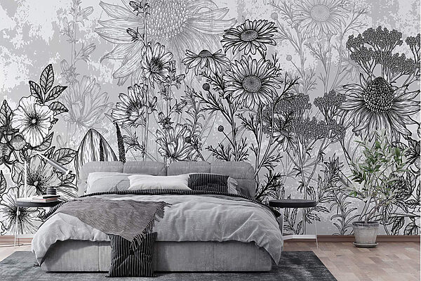 Black and white image of flowers Black and white image of flowers