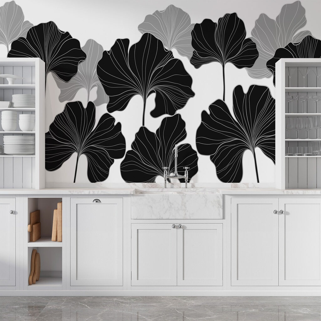 Black and white floral design