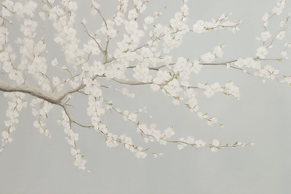 Painting of a tree with white flowers Painting of a tree with white flowers