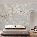 Wall murals Painting of a tree with white flowers