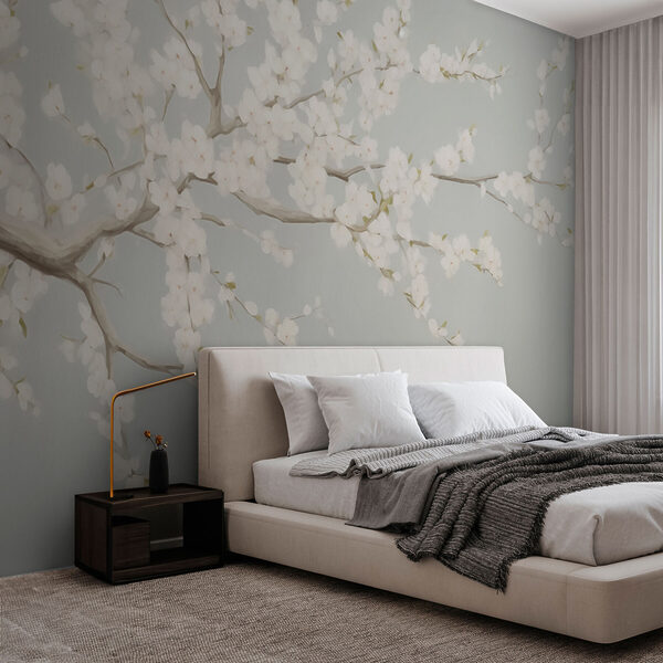 Painting of a tree with white flowers Painting of a tree with white flowers