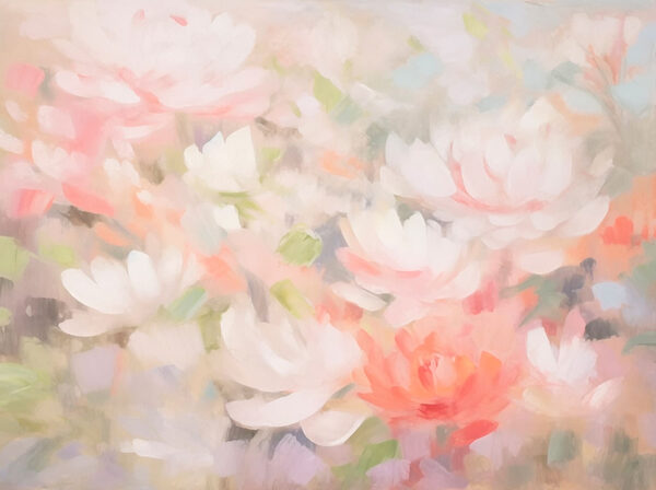 Painting of flowers on a white surface Painting of flowers on a white surface