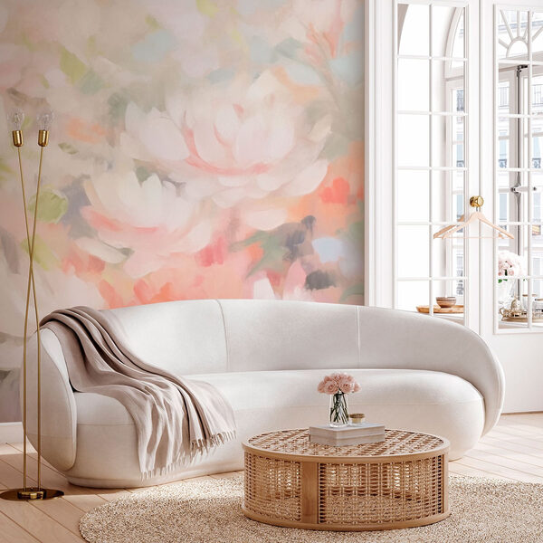 Painting of flowers on a white surface Painting of flowers on a white surface