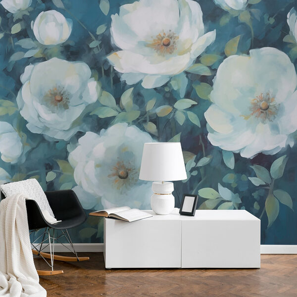 Painting of white flowers Painting of white flowers