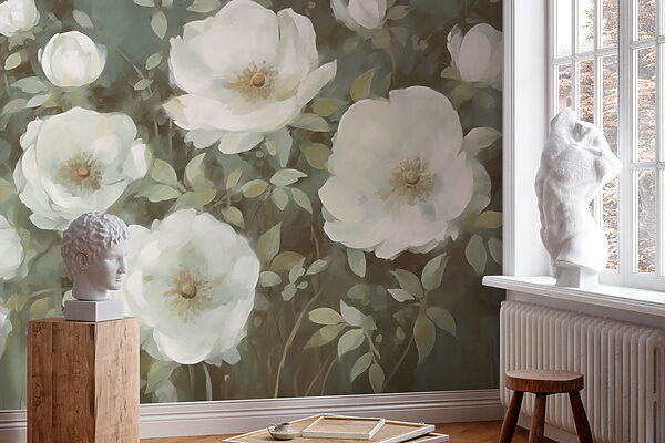 Painting of white flowers Painting of white flowers