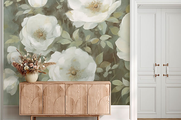 Painting of white flowers Painting of white flowers