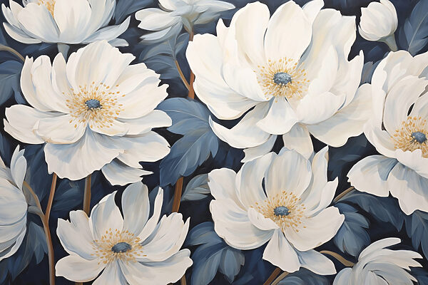 Painting of white flowers Painting of white flowers