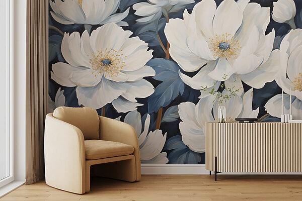 Painting of white flowers Painting of white flowers